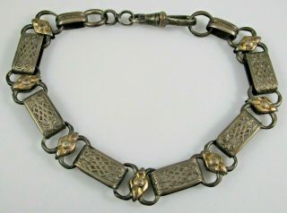 800 Silver Vintage Bracelet Chain Watch Fob Sterling Silver 19.  9 Grams