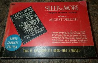 Sleep No More 20 Horror Stories 1944 Armed Services Edition Wwii Pb Rare