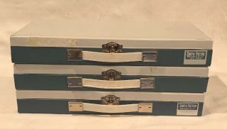 3 Vtg Smith - Victor Slide Tray Case 35mm Slides Storage Craft Metal Box Jewelry
