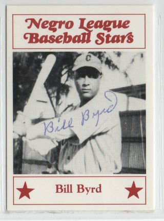 Bill Byrd 1986 Fritsch Negro League Stars Autographed Signed Card
