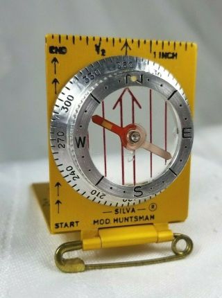 Vintage Pocket Folding Silva Huntsman Compass Made In Sweden