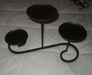 Vintage Table Standing Wrought Iron 3 - Pillar Candelabra 10 " H.  X 16 1/2 " W.