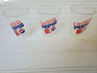 Set Of 16 Vintage Clear Cola Crystal Pepsi 6 Ounce Plastic Cups Tumblers Usa