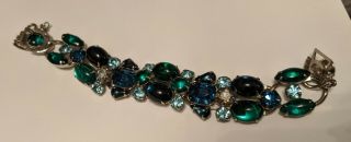 Signed Weiss Vintage Multi Colored Rhinestone Cabochon Bracelet