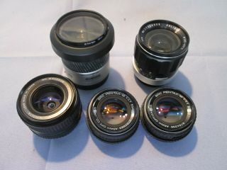 5 Vintage 35mm Camera Lens Pentax Soligor Minolta Camera Lens