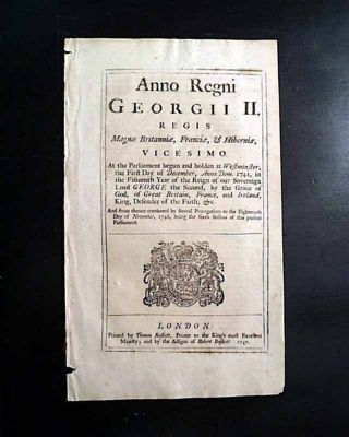 18th Century 1747 Act Of Parliament King George Ii Era London England Document