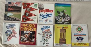 9 Philadelphia Phillies Baseball World Series & Nlcs Programs.  1964 - 1983 Nm/m