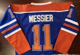 Mark Messier Signed Edmonton Oilers Ccm Vintage Jersey 11 Front Auto Kevin Lowe