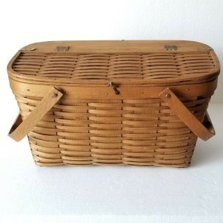 Vintage Picnic Basket Large Brown Hinged