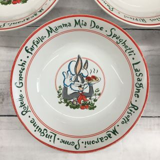 Vintage Looney Tunes Ristorante Bugs Bunny Sylvester Bowl Set Of 4 WB 1994 Store 3