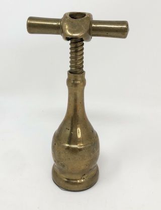 Vintage Midcentury Modern Heavy Solid Brass Corkscrew Wine Bottle Opener