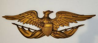 Vintage Sexton Cast Aluminum Eagle Shield Banner Wall Hanging