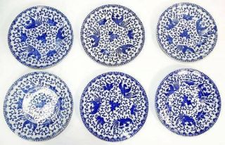 6 Vintage Morimura Blue & White Phoenix Bird China Salad - Dessert Plates Guc