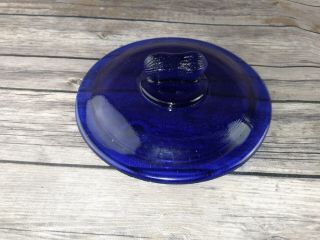 Vintage Cobalt Blue Glass Planters Peanuts Jar Lid 7 " Heavy