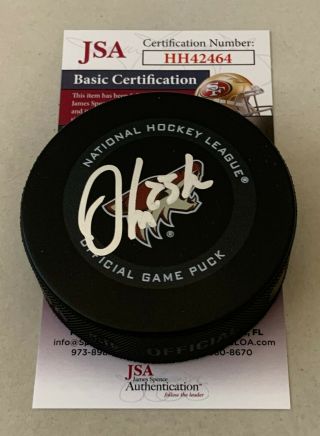 Oliver Ekman - Larsson Signed Arizona Coyotes Official Game Puck Autographed Jsa