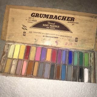 Vtg Grumbacher Soft Pastels 30 Half Sticks Set C Made Usa Artist Drawing Art