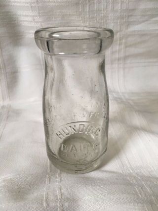 Vintage One Gill Quarter Pint Milk Bottle Hunding Dairy Chicago Illinois 1925