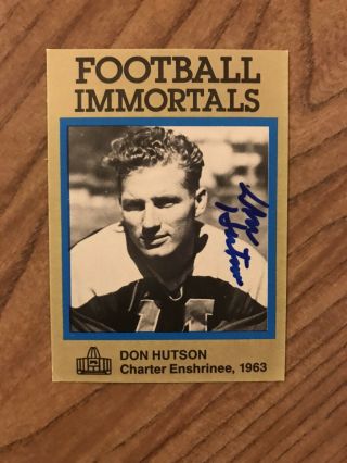 1985 Football Immortals Don Hutson Green Bay Packers Autographed Signed Card