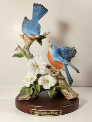 Vintage Homco Classic Porcelain Springtime Song Bluebirds W/base 1991
