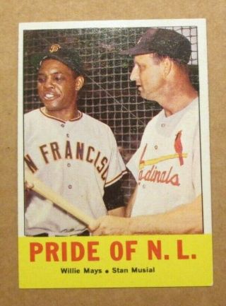 Vintage 1963 Topps Baseball Willie Mays & Stan Musial Card 138 No Creases