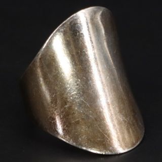 Vtg Sterling Silver - Signed Modern Engraveable Solid Saddle Ring Size 7 - 12g