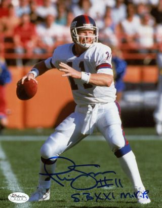 Phil Simms York Giants Autographed Signed 8x10 Photo Inscribed Superbowl Mvp