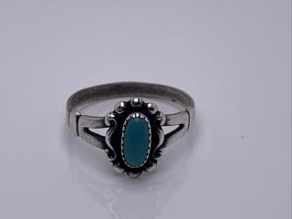 Vintage Sterling Silver Fred Harvey Era Bell Trading Blue Turquoise Ring Size 7