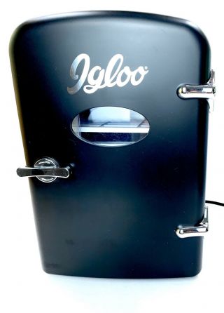 Vintage Style Igloo Mini Fridge With Ac Adapter And Dc Adapter Black And Silver