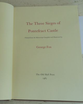 Large Illustrated Book Three Sieges Of Pontefract Castle Fox English Civil War