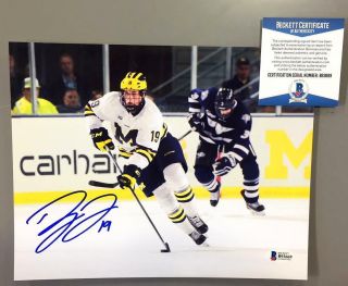 Dylan Larkin Signed Michigan Wolverines 8x10 Photo Beckett Red Wings