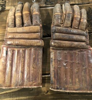 Vintage Leather Hockey Gloves