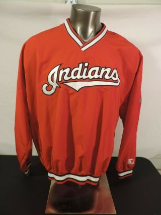 Vintage Cleveland Indians Authentic Starter Pull Over Jacket Chief Wahoo Xl 90 