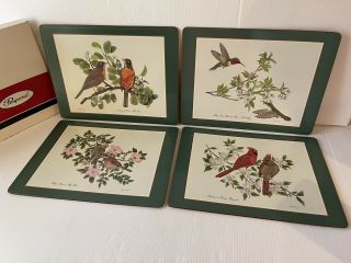 Vintage Pimpernel Deluxe Finish Garden Birds Set Of 4 Place Mats Cork Backs