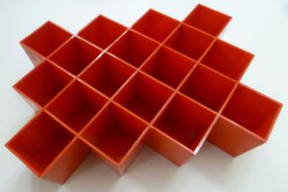 Vintage Midcentury COPCO Lubge - Randel Honeycomb Wall Spice Rack Bright Red 3