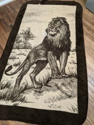 Vintage San Marcos Lion Blanket Reversibile - 48 