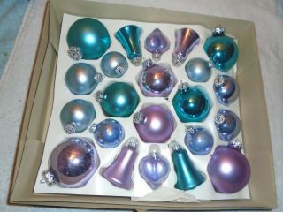 22 Vintage Germany Christmas Tree Blown Glass Assorted Ornaments