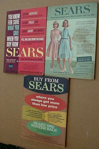 3 Different 1962 And 1963 Vintage Sears Catalogs -
