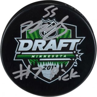 Mark Scheifele Winnipeg Jets Signed 2011 Draft Logo Hockey Puck & " 6 Pick " Insc