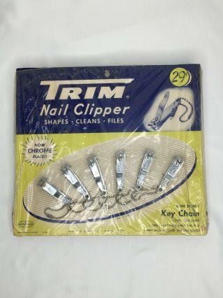 Vintage 12 Trim Nail Clippers Key Chains On Card 2
