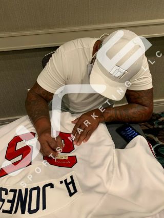 Andruw Jones autographed signed jersey MLB Atlanta Braves PSA 3
