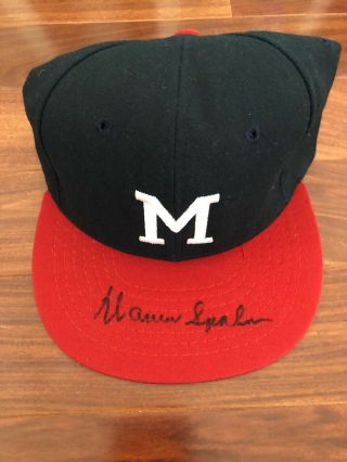 Warren Spahn Autographed Boston Milwaukee Braves Baseball Cap -