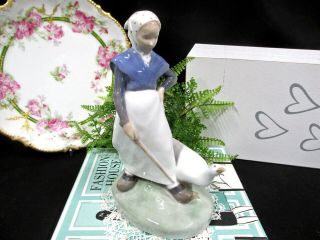 Vintage Royal Copenhagen Denmark Girl With Goose Lady With Duck 528