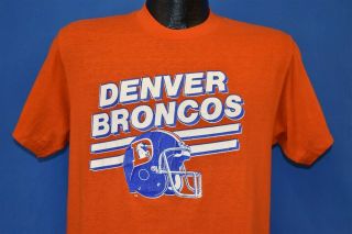 Vintage 80s Denver Broncos Nfl Football Helmet Orange Logo 7 Elway T - Shirt M