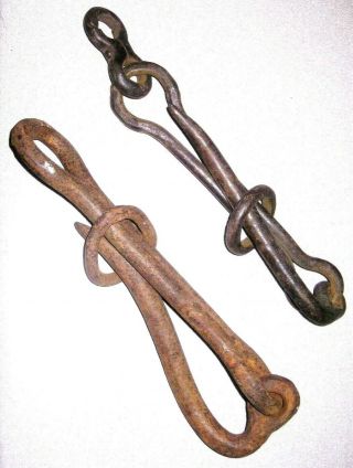 2 Antique Old Vintage Strong Forged Steel Quick Release Rigging Pelican Hooks