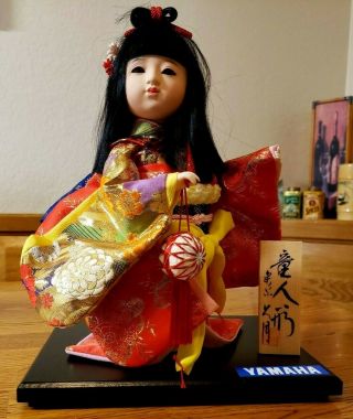 Vintage Japanese Yamaha Kyugetsu Geisha Doll Red Kimono