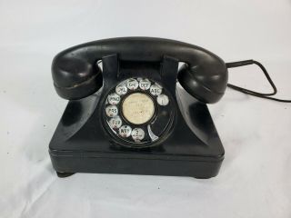 Vintage Bakelite Mid - Century Black Rotary Dial Telephone North Electric Mfg Co