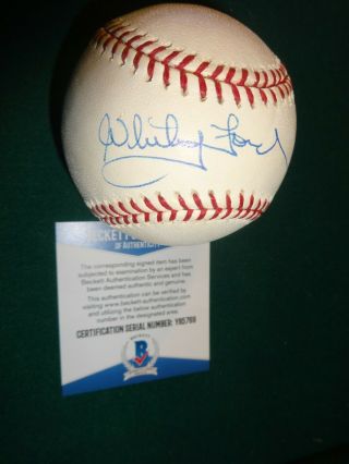 Whitey Ford Autographed Signed Oml Baseball York Yankees Hofer Bas