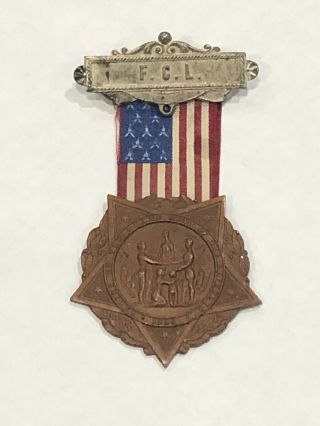 Vintage Gar Grand Army Of The Republic Civil War Vet Fcl Pin,  Ribbon,  Medal Fob