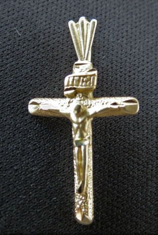 Vintage Yellow Gold Filled Cross Pendant Christ On The Cross 1 " Long Hk