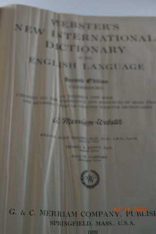 Vintage Webster ' s International Dictionary of the English Language 1939 2